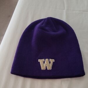 Purple Knit Beanie with Gold Accent